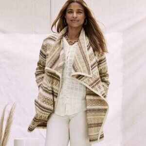 Matilda Jane Good Hart GH Deveaux Bank Womens Fair Isle Sweater Jacket Large L